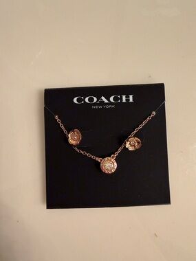 Coach Rose Gold Flower Earrings and Necklace NWT